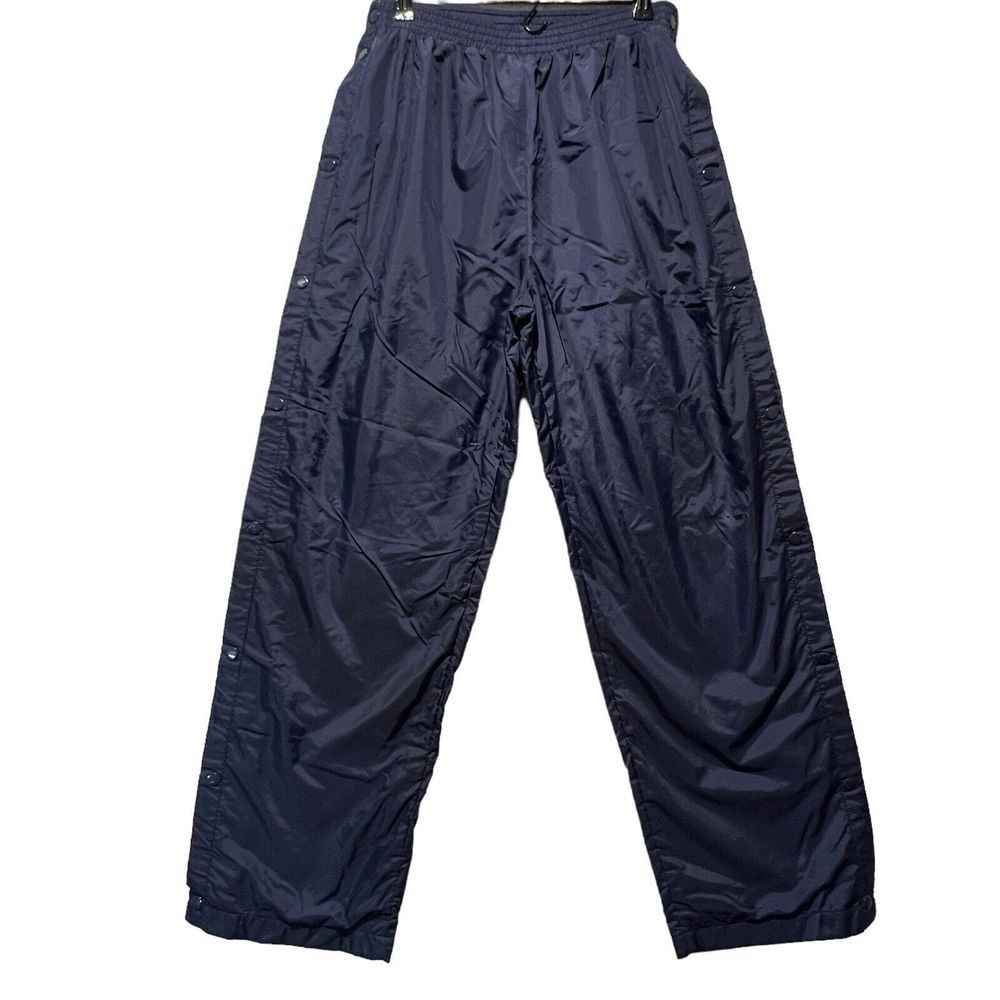 Acadia Track Pants Men Sz M Full Breakaway Snaps Navy W/Flannel Lining Ski Hike